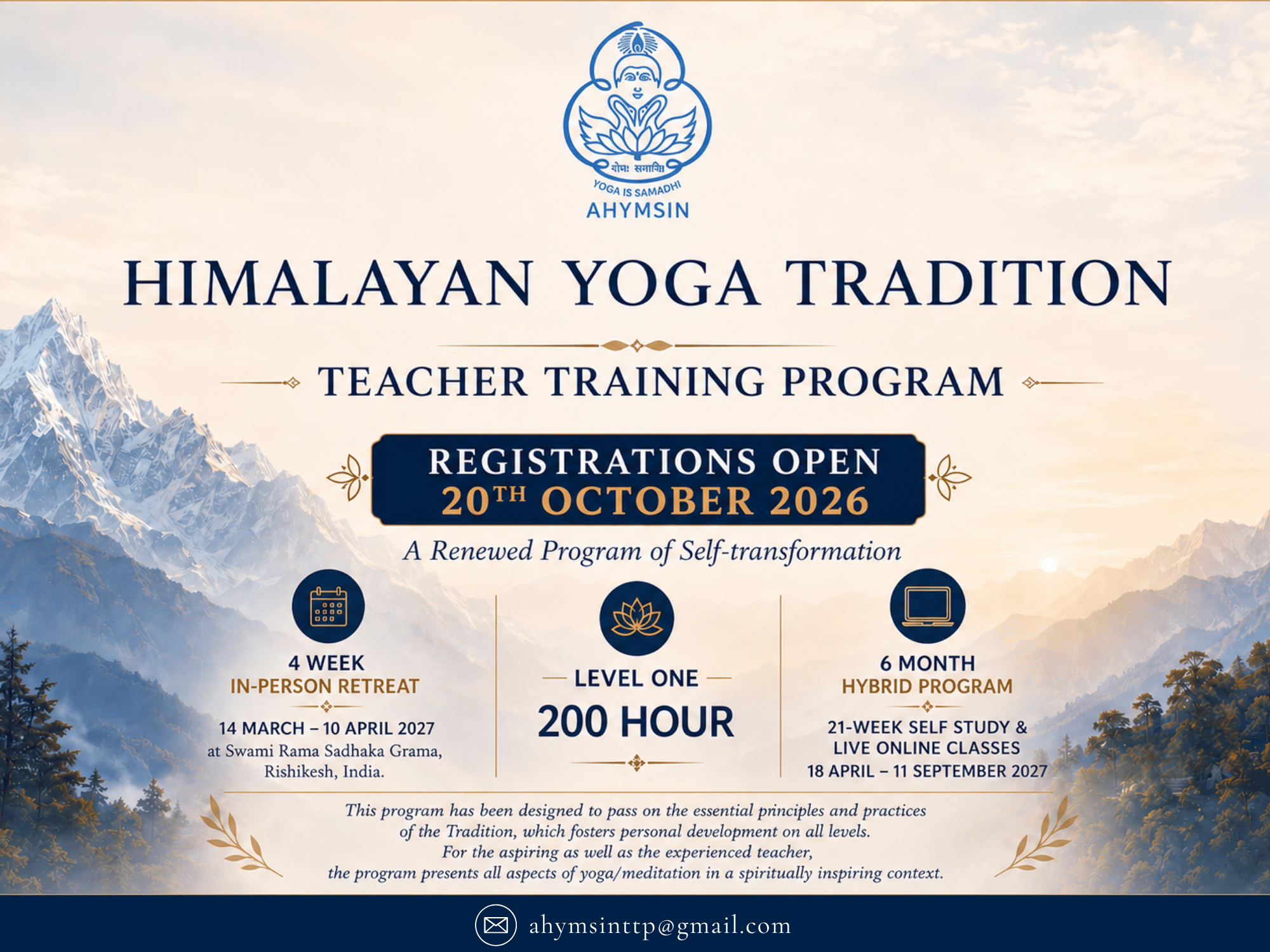 Himalayan Yoga Tradition - Teacher Training Program March 2027